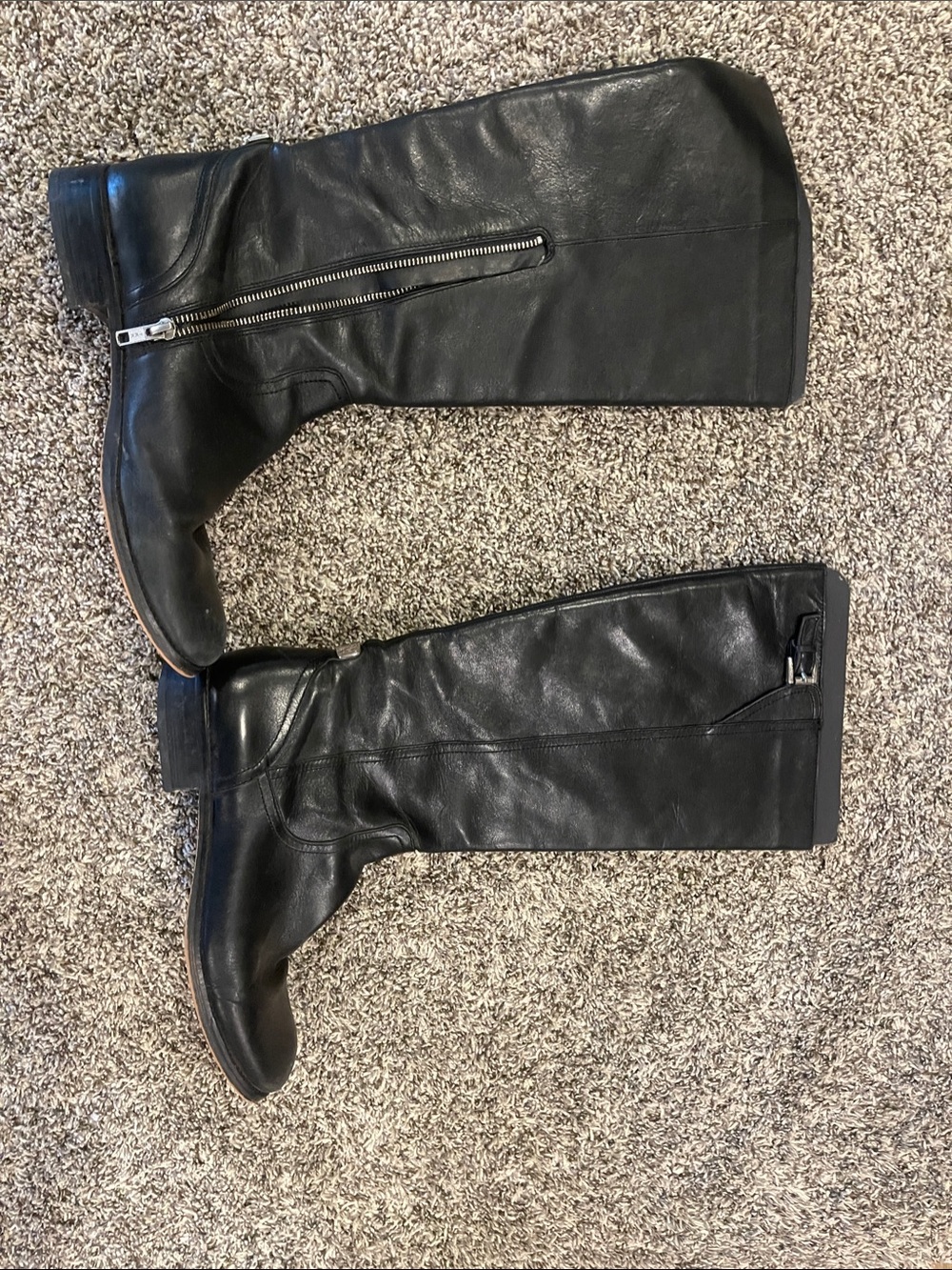 Coach Black Leather Knee-High Heeled Boots